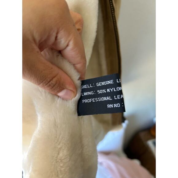 Adler Leather Suede Beige Coat - Picture 4 of 8